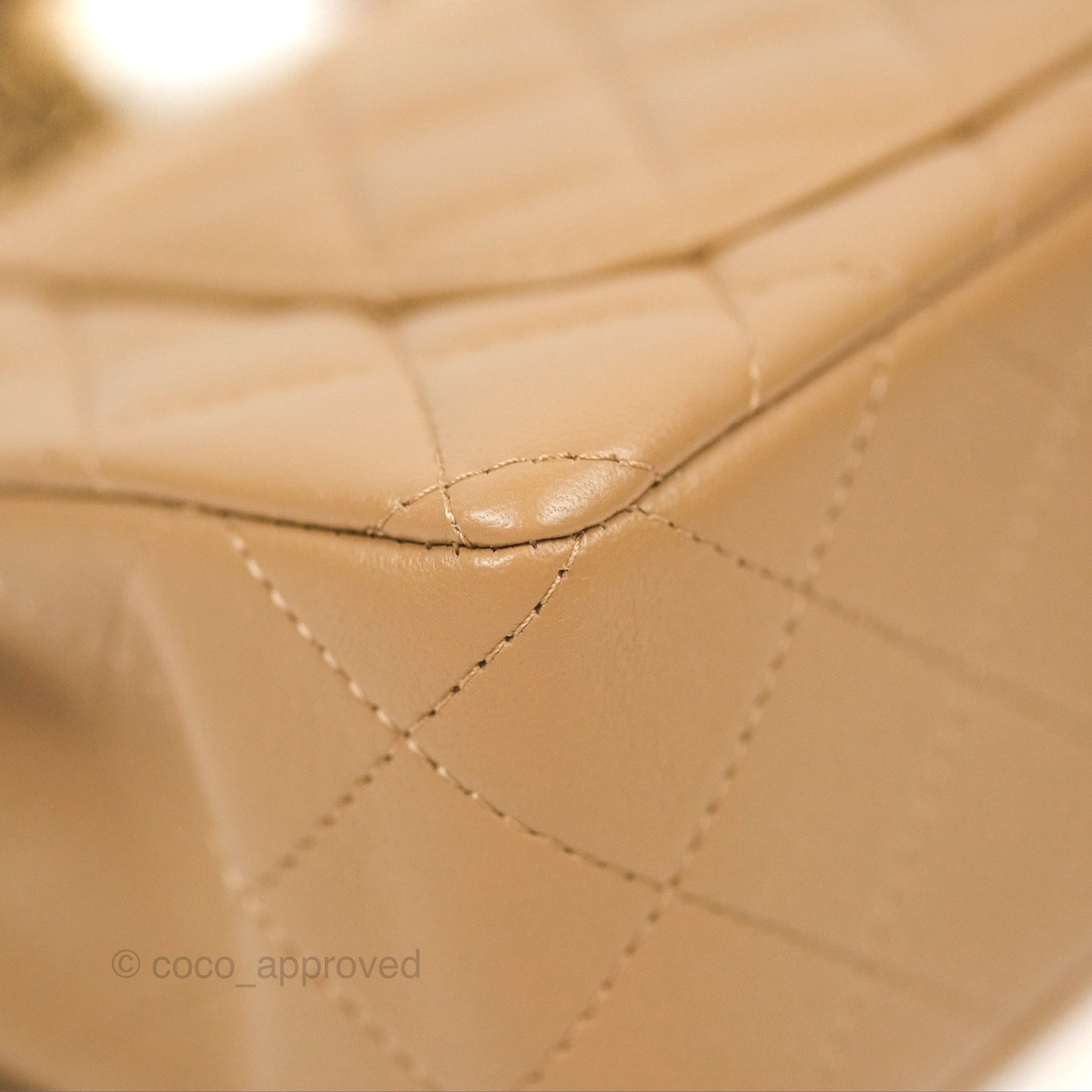 Chanel Top Handle Mini Rectangular Flap Bag Beige Lambskin Aged Gold Hardware