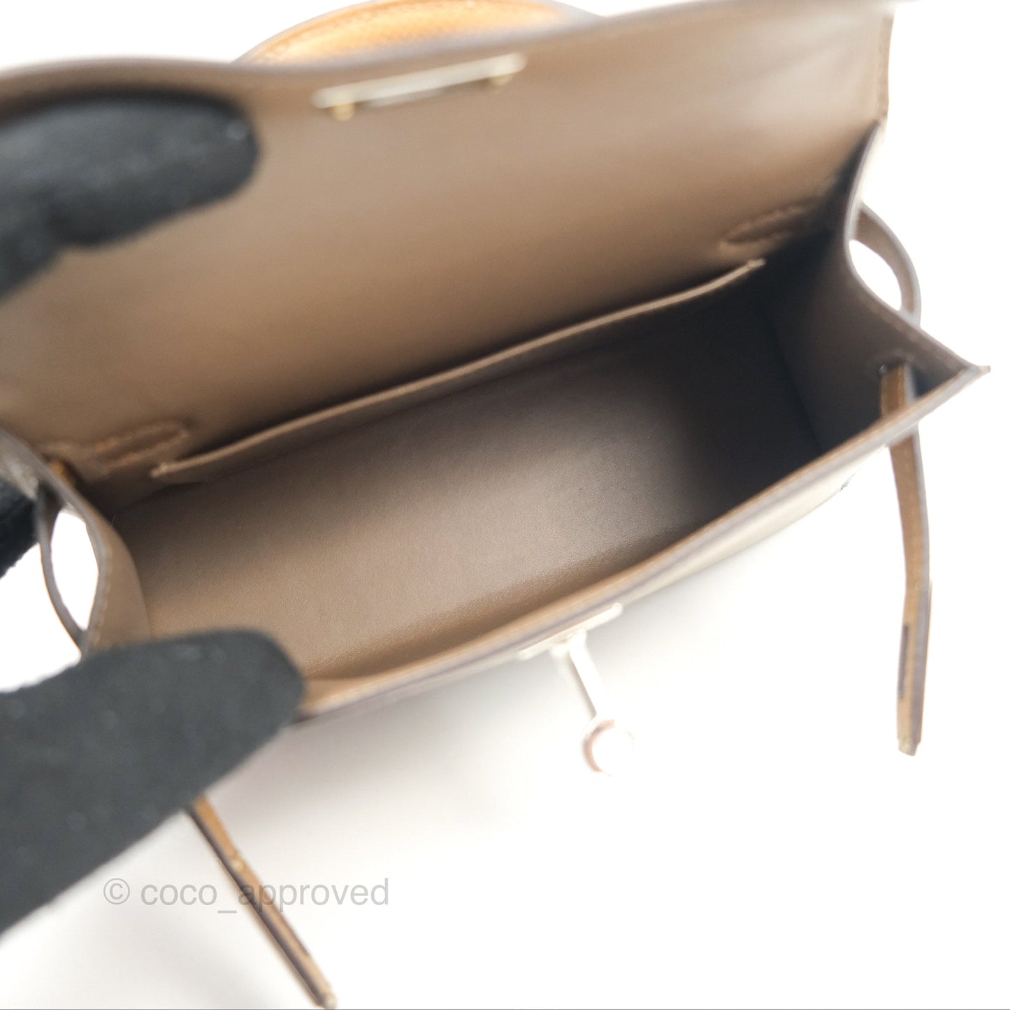 Hermès Mini Kelly II Etoupe 18/Alezan 3G/Biscuit 48 Epsom Palladium Hardware