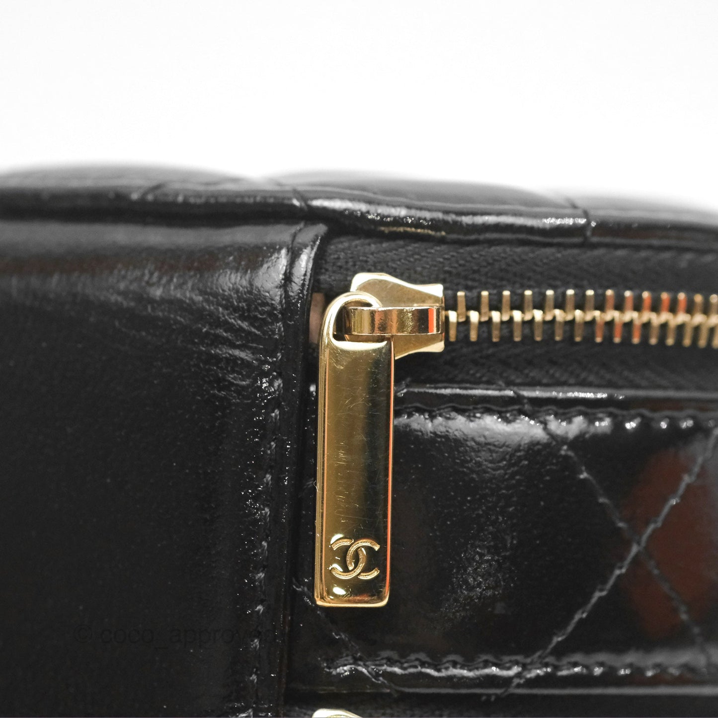 Chanel Mini Round Vanity Bag Handle With Care Black Glazed Lambskin 22C