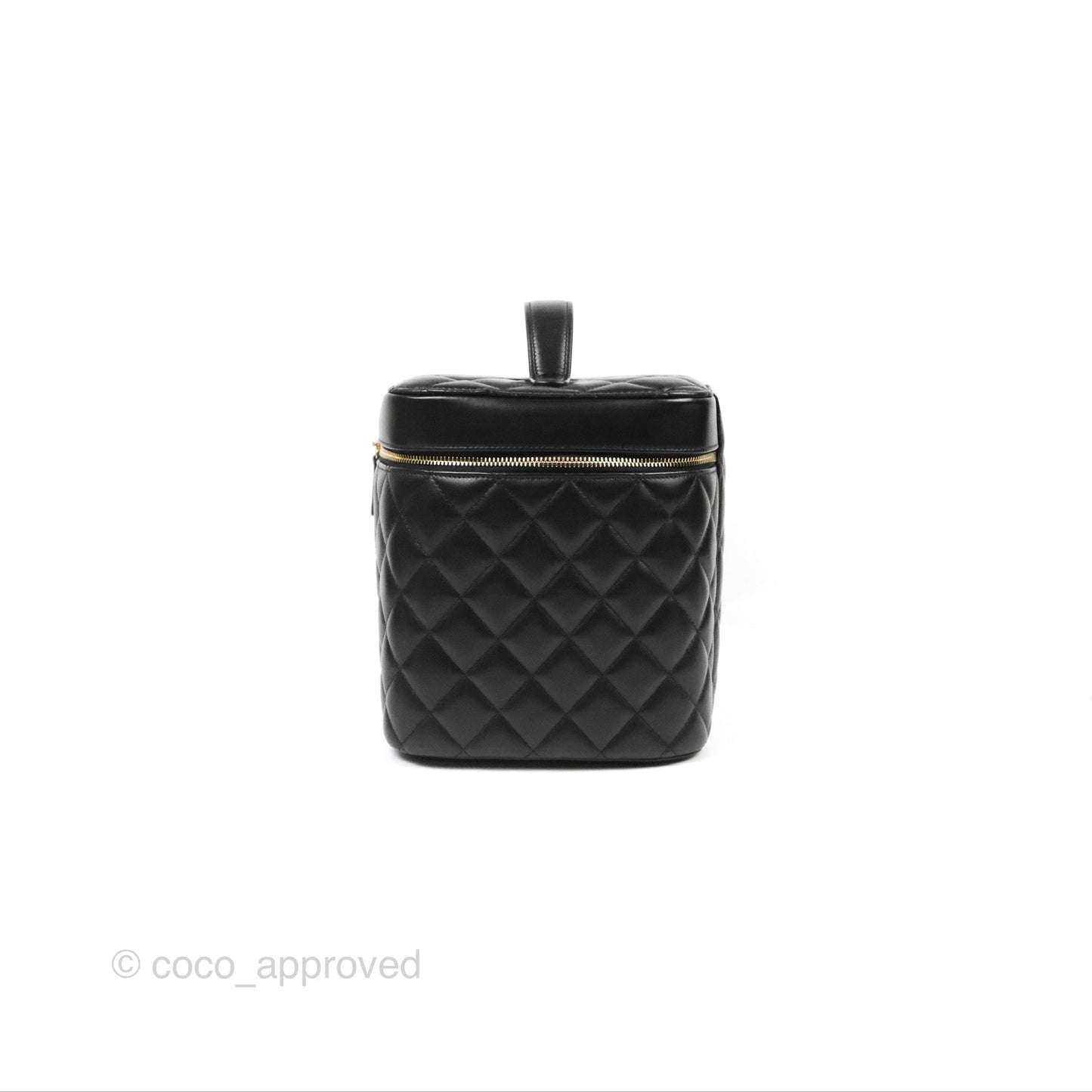 Chanel Classic Cosmetic Vanity Pouch Quilted Black Lambskin Gold Hardware