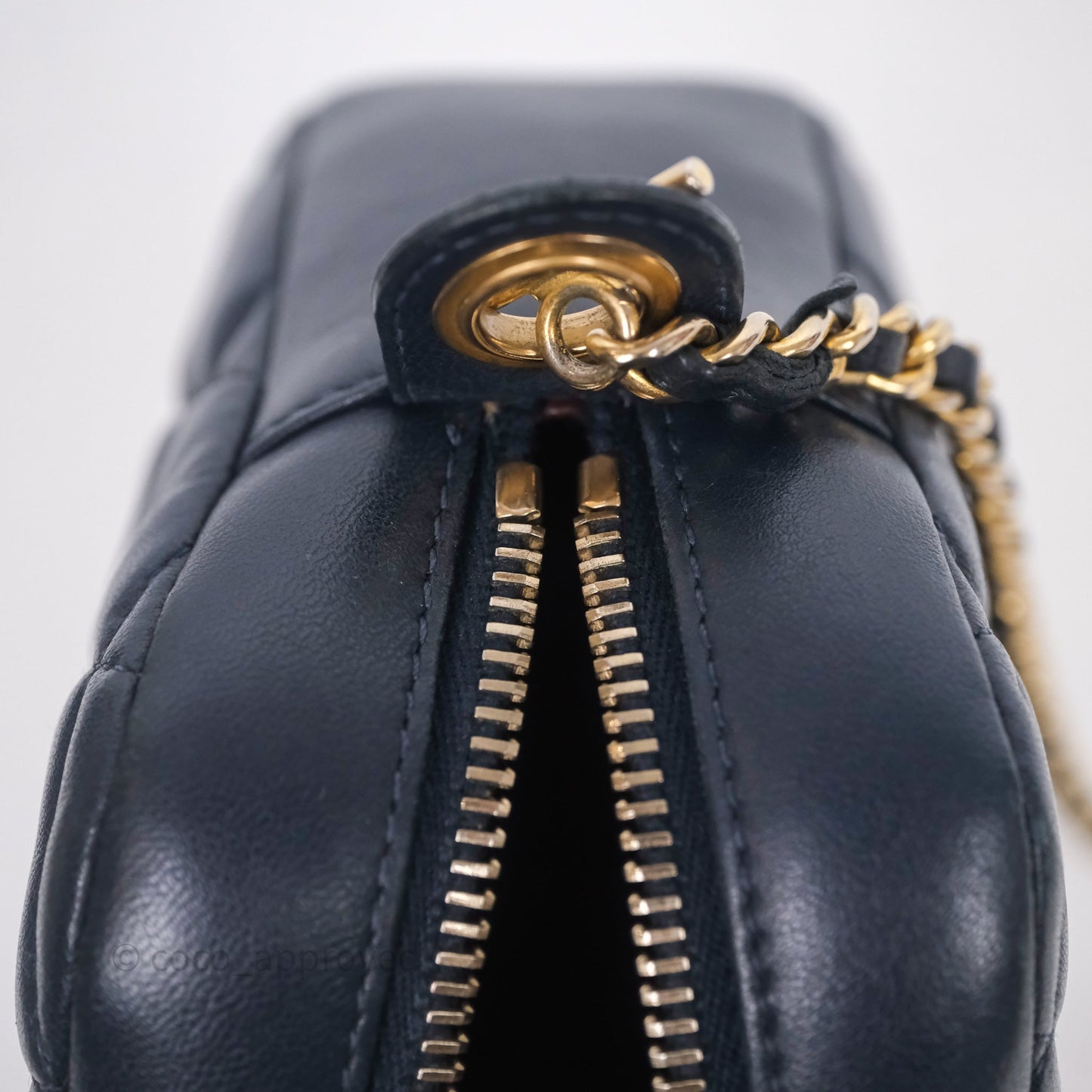 Chanel CC Camera Bag Quilted Navy Lambskin Aged Gold Hardware