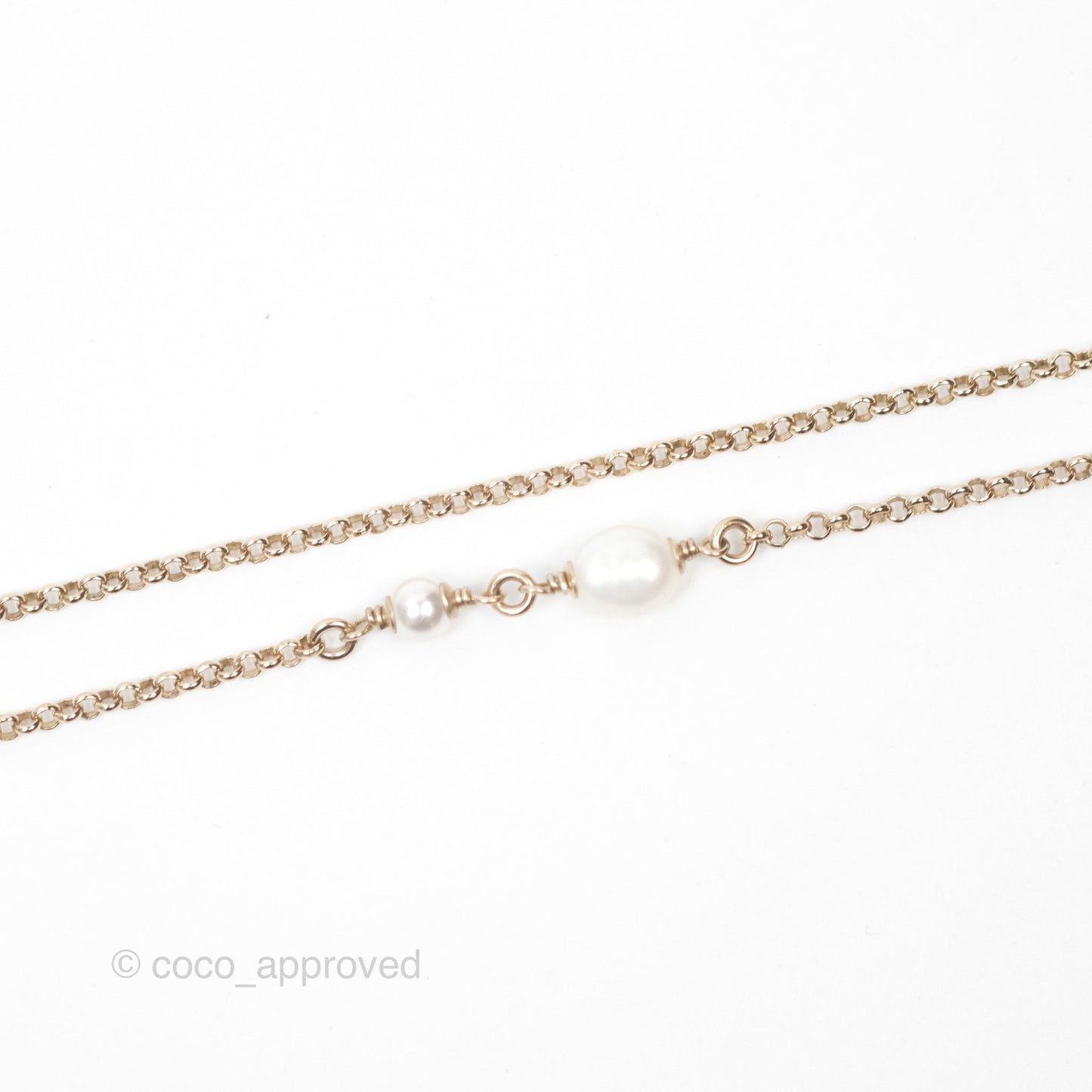 Chanel CC Pearl Necklace Gold Tone 20K