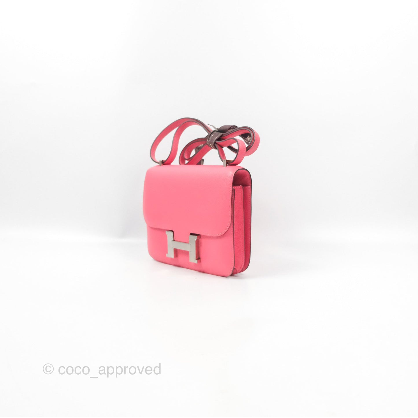Hermès Constance Mini 18 Rose Azalee Evercolor Palladium Hardware