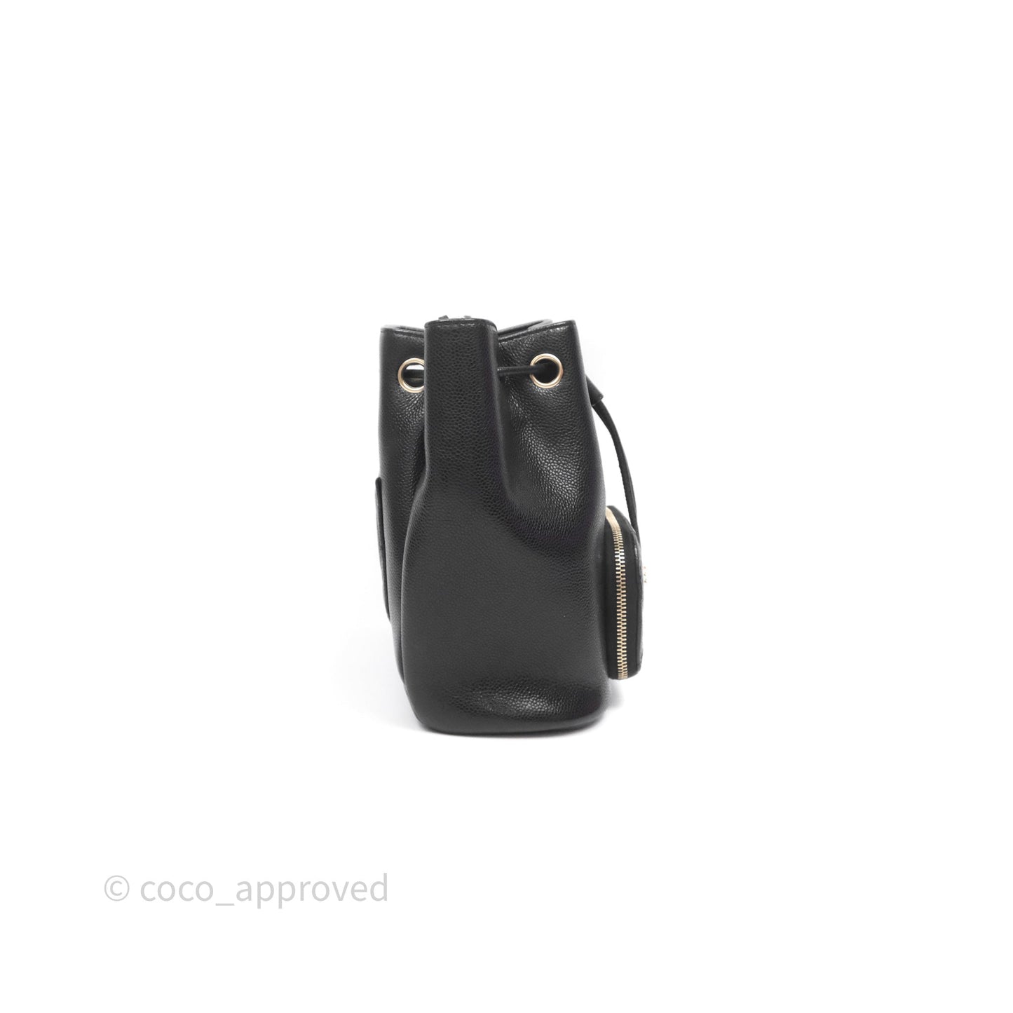 Chanel Business Affinity Drawstring Bucket Bag Black Caviar Gold Hardware