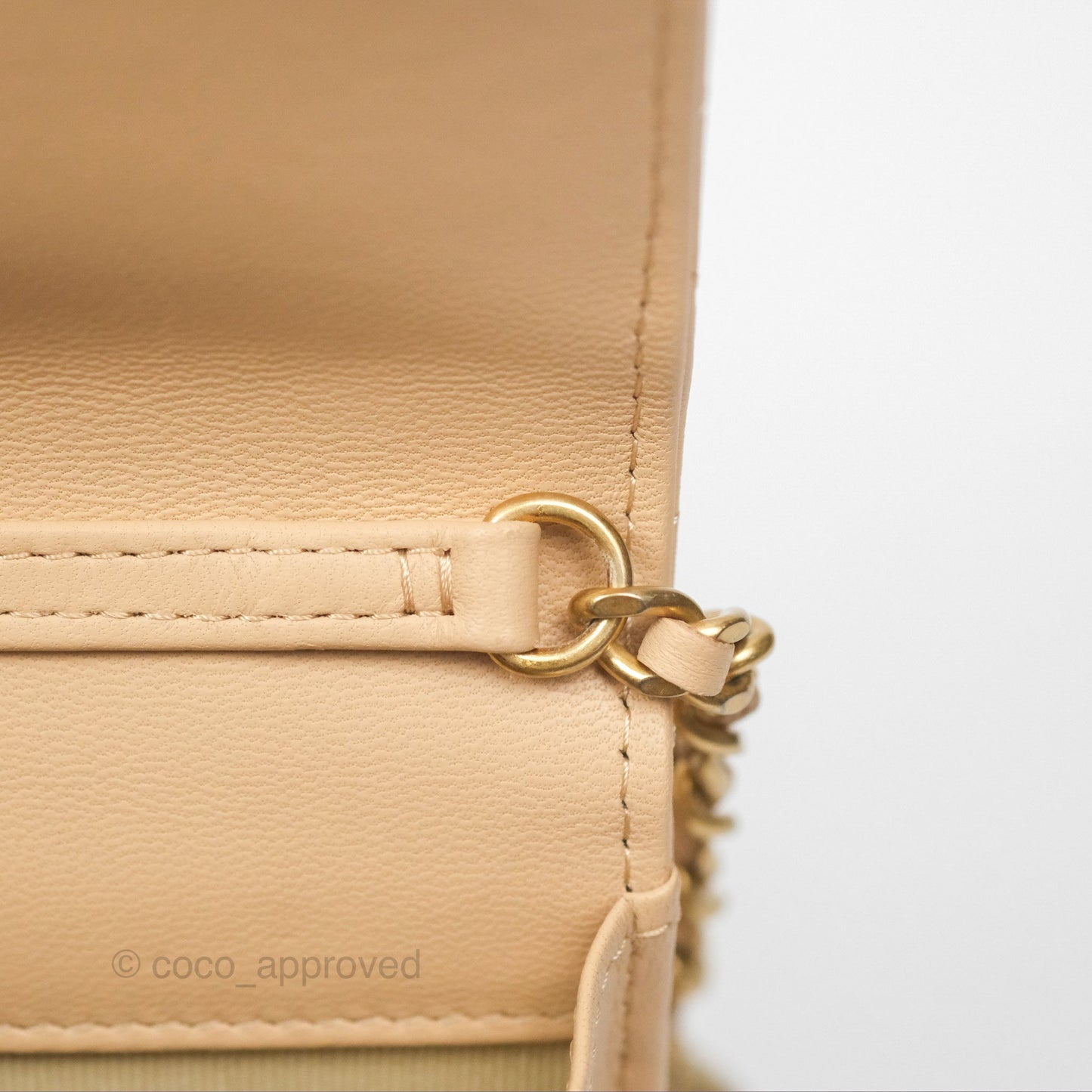Chanel Quilted Pearl Crush Wallet on Chain WOC Beige Lambskin Aged Gold Hardware