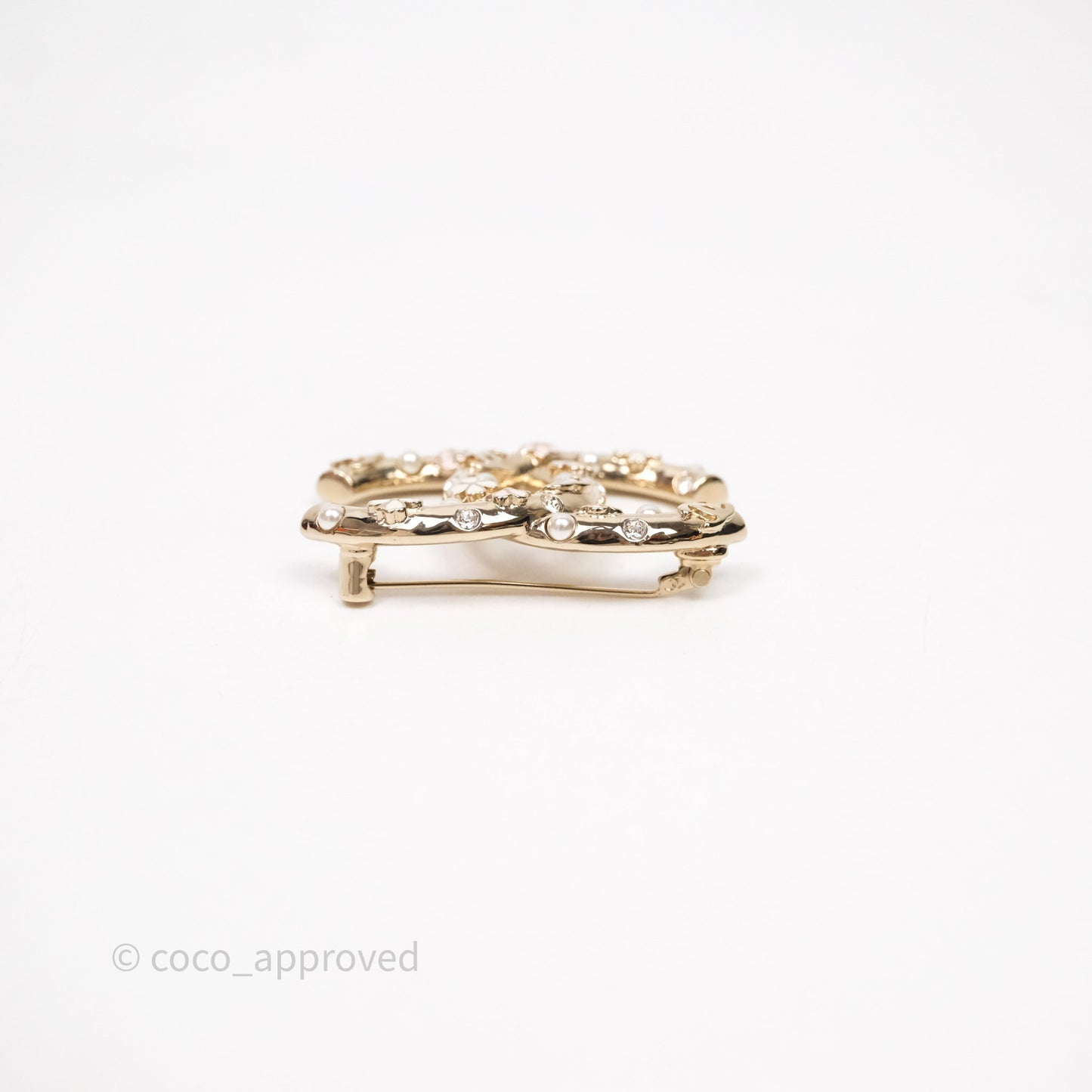 Chanel CC Flowers Brooch Gold Tone 22S