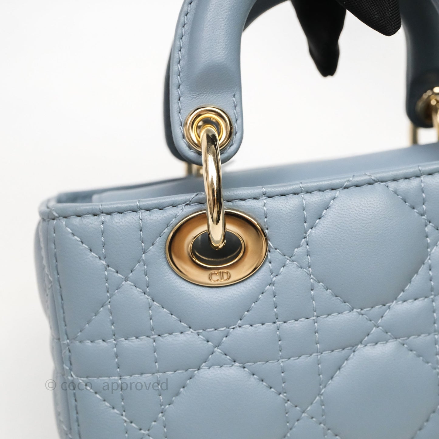 Christian Dior Micro Lady D-Joy Bag Blue Cannage Lambskin Light Gold Hardware