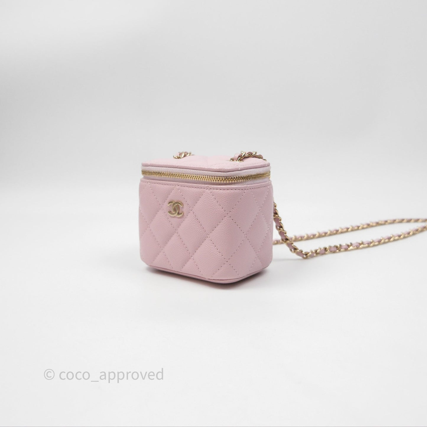 Chanel Mini Vanity With Chain Lilac Caviar Gold Hardware