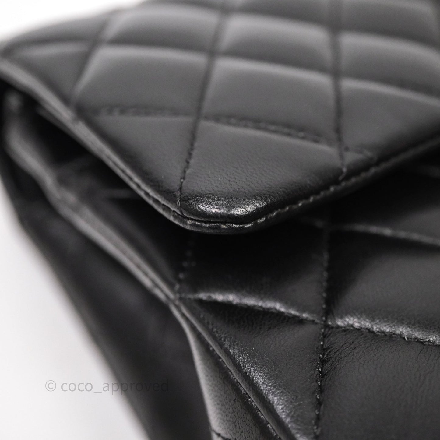 Chanel Classic M/L Medium Flap Quilted Black Lambskin Gold Hardware