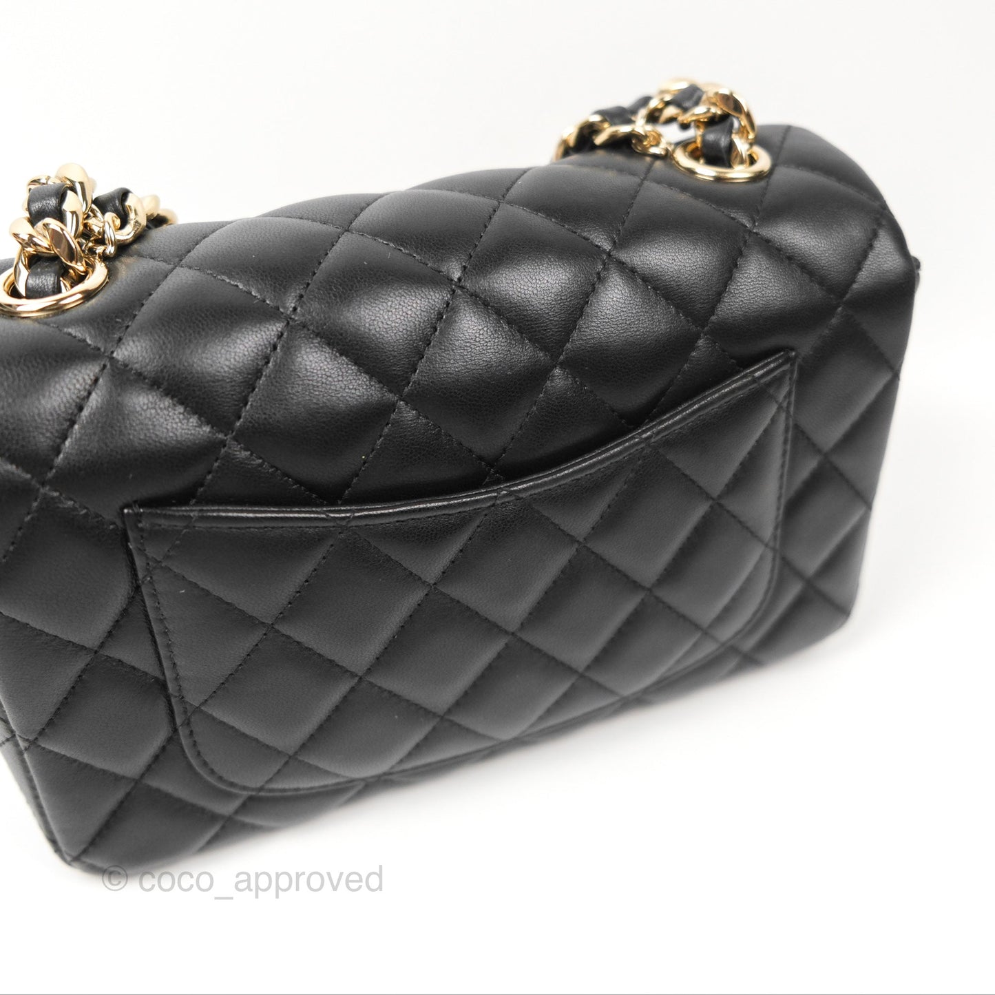 Chanel Quilted Mini Rectangular Flap With Charms Black Lambskin Gold Hardware 21C