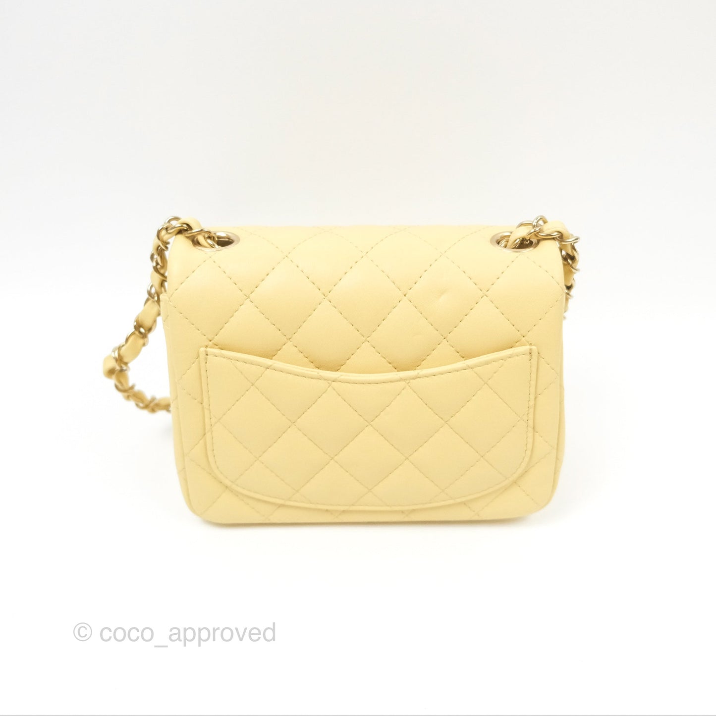 Chanel Mini Square Quilted Yellow Lambskin Gold Hardware