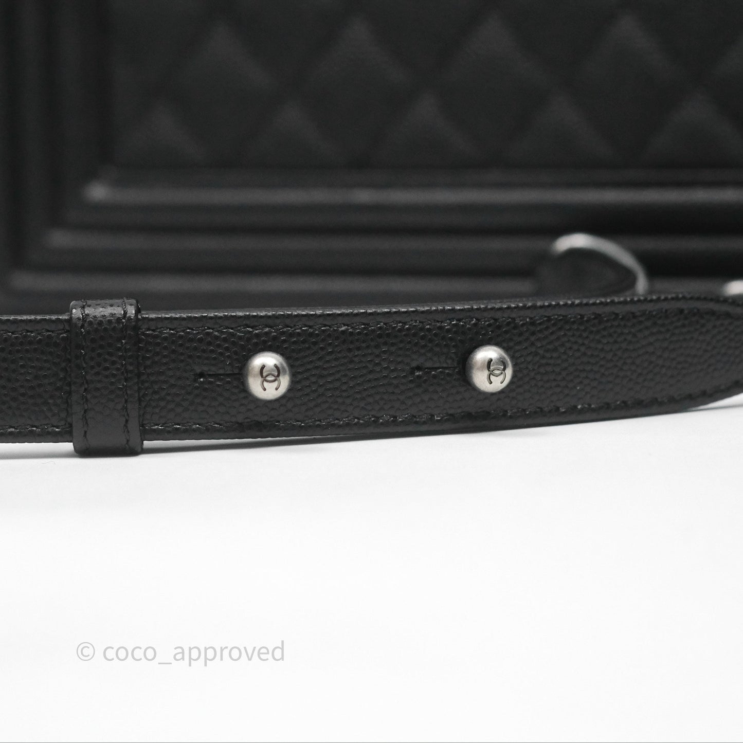 Chanel Medium Boy Quilted Black Caviar Ruthenium Hardware