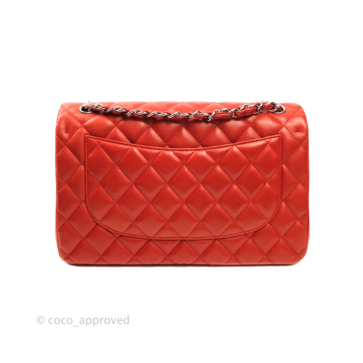Chanel Jumbo Double Flap Red Lambskin Silver Hardware⁣⁣