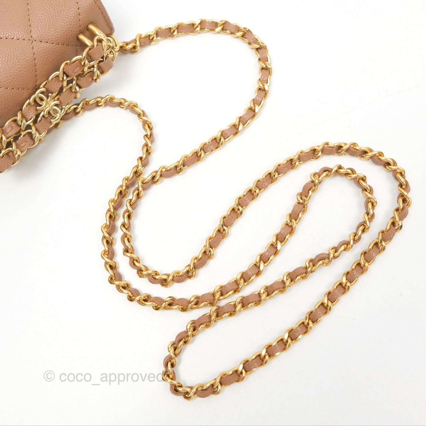 Chanel CC Chain Clutch with Chain Beige Caviar Gold Hardware