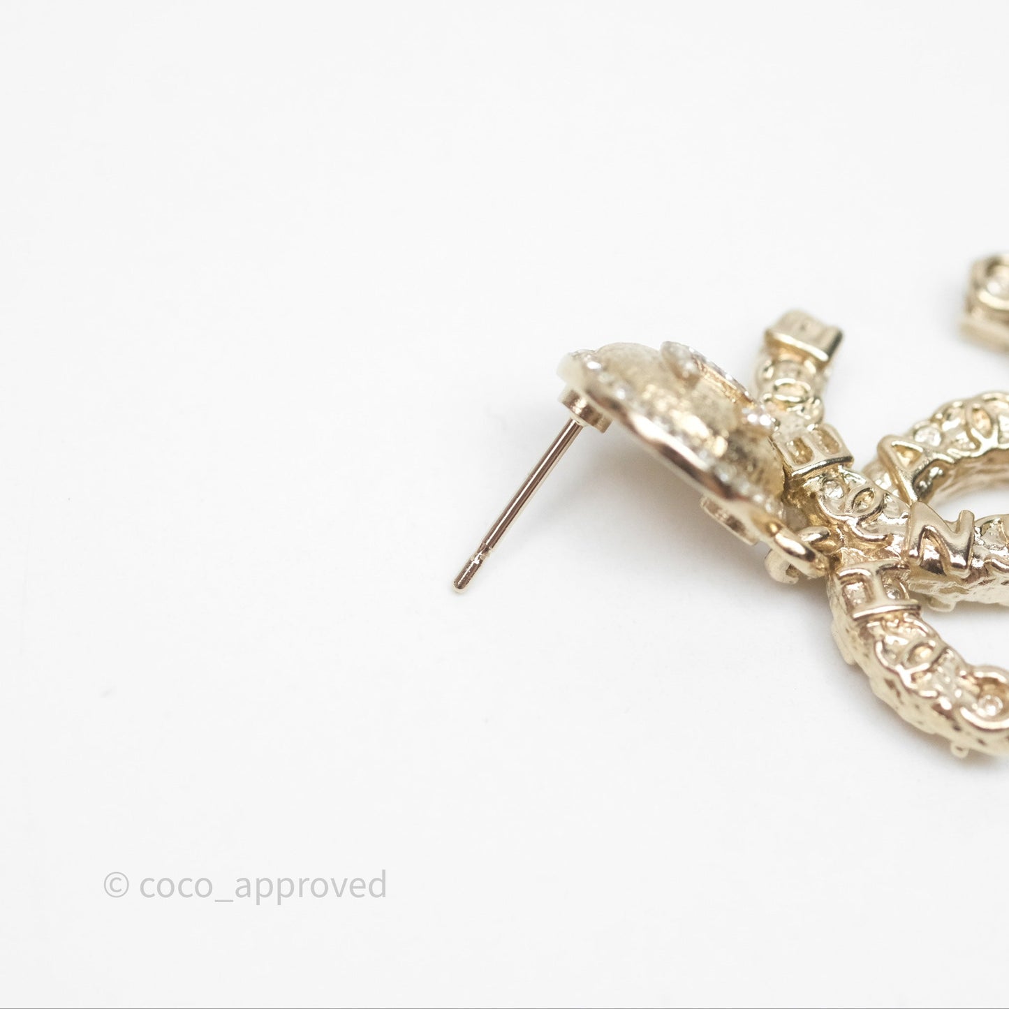 Chanel CC Crystal Drop Earrings Gold Tone 21P