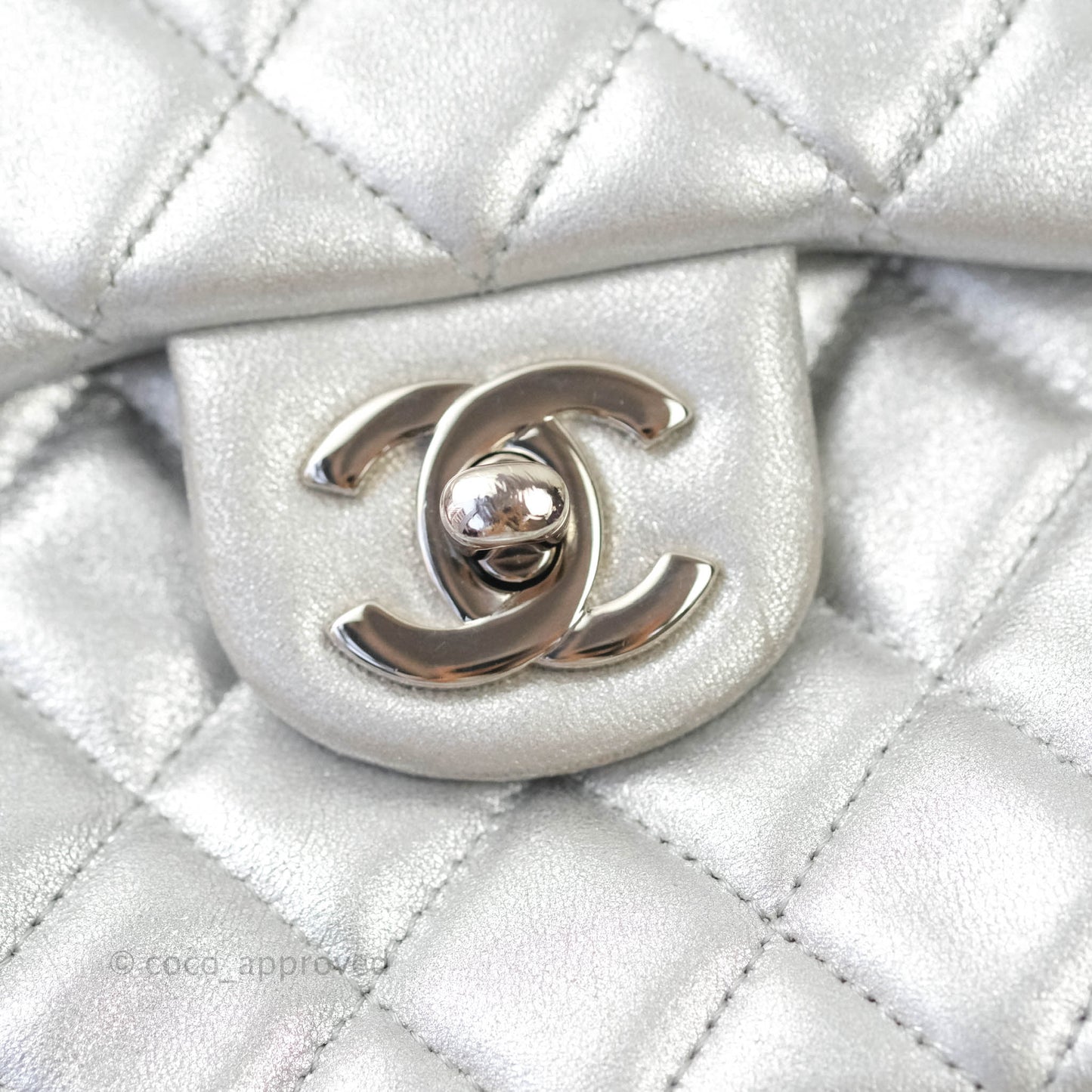 Chanel Quilted Small Metallic Silver Backpack in Seoul Lambskin Silver Hardware