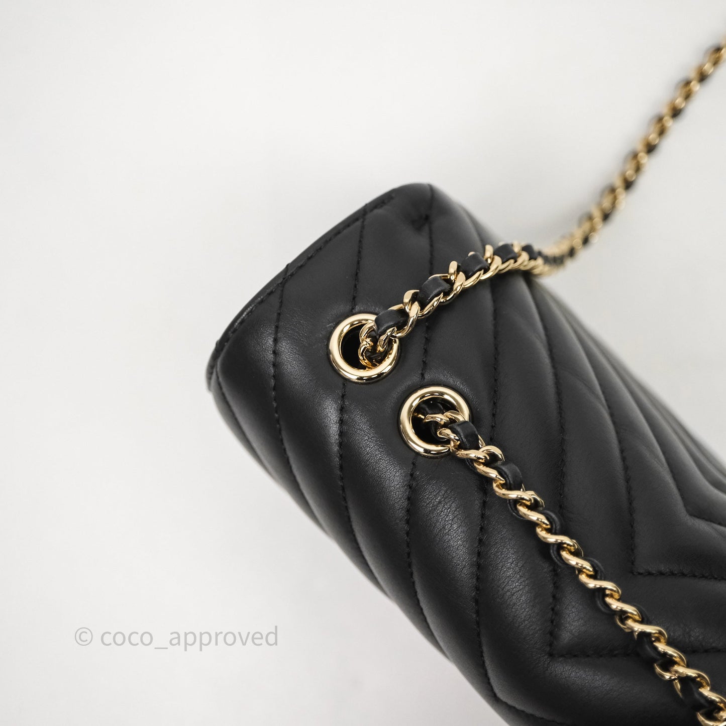Chanel Black Lambskin Chevron Quilted Statement Flap Bag Light Gold Hardware