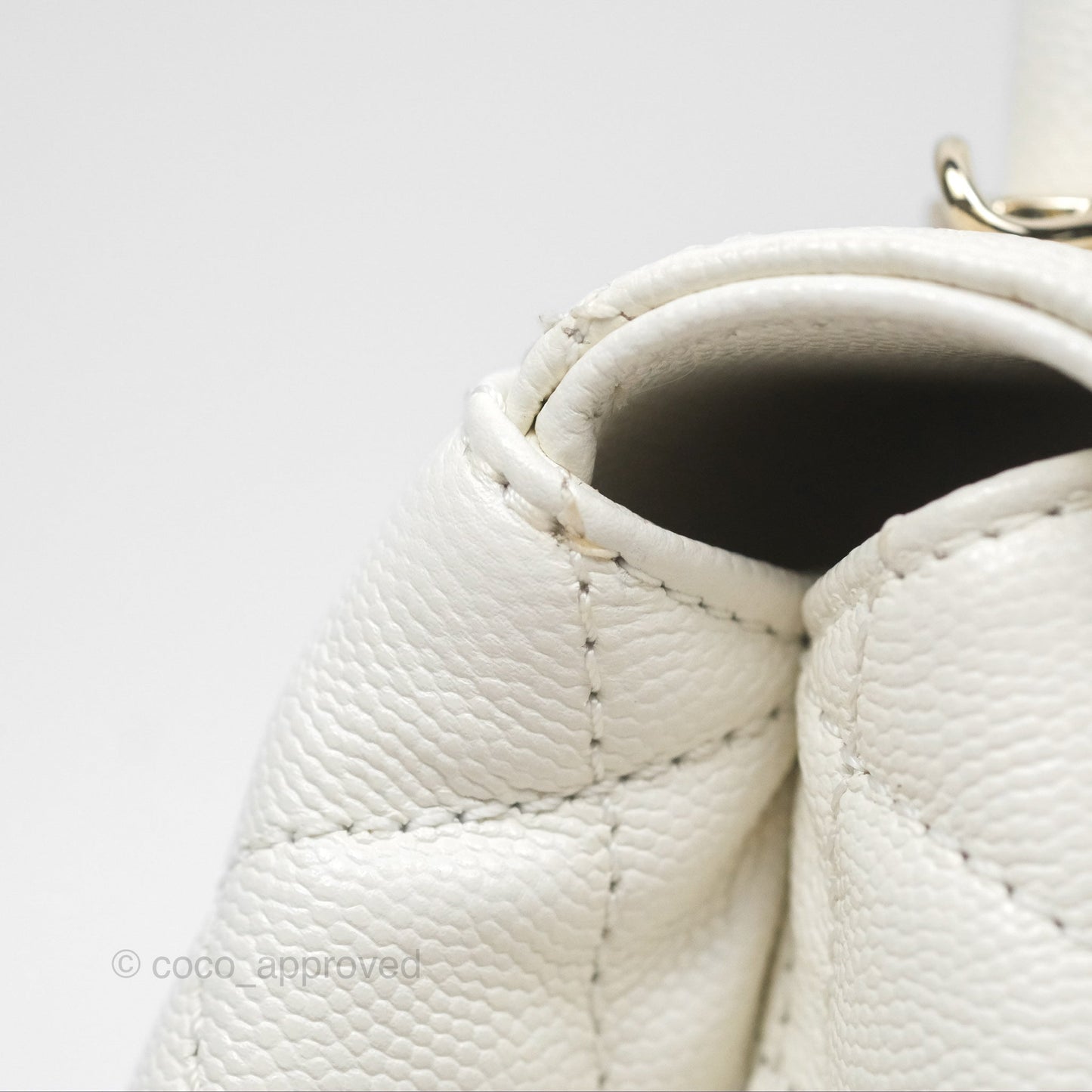 Chanel Mini Coco Handle White Caviar Gold Hardware