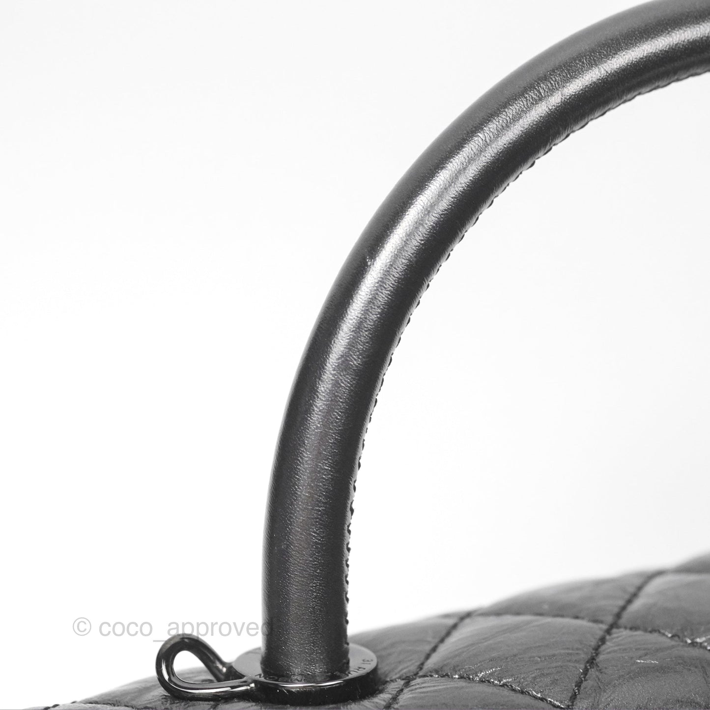 Chanel Medium Coco Handle Quilted Aged Calfskin Iridescent Dark Grey So Black Hardware
