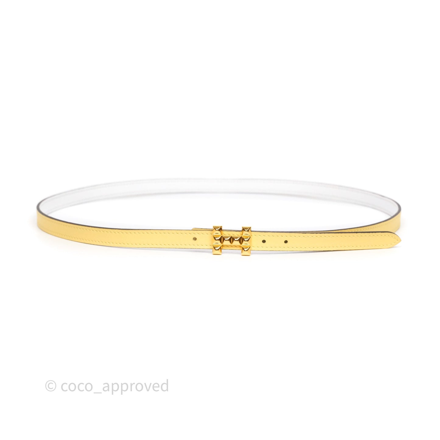 Hermès Belt Jaune Poussin/ Blanc Veau Swift/ Epsom Gold Hardware