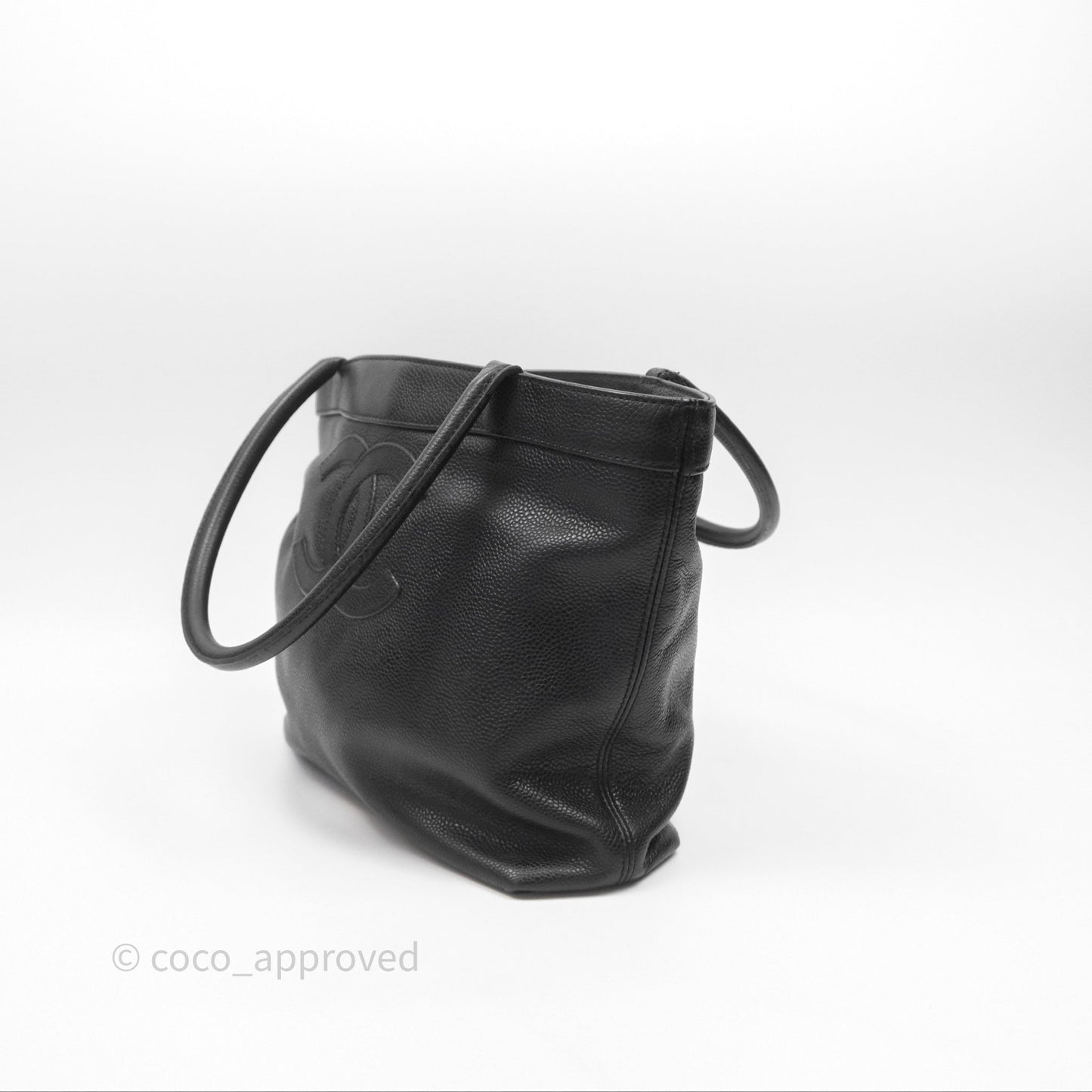 Chanel Vintage CC Tote Bag Black Caviar
