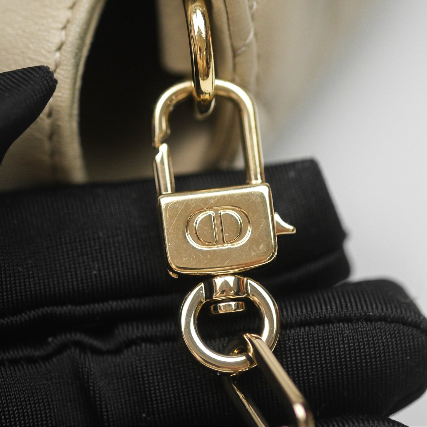 Dior Medium Lady D-Joy Bag Sand Lambskin Cannage Gold Hardware