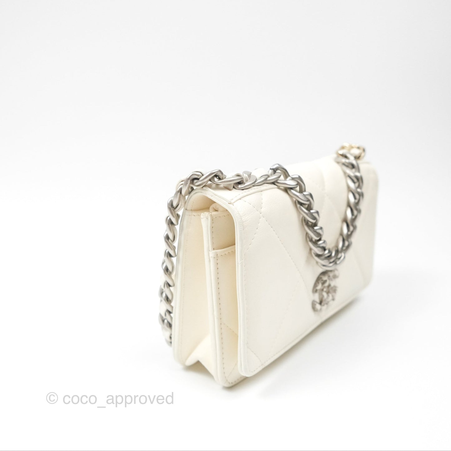 Chanel 19 Wallet on Chain WOC White Mixed Hardware