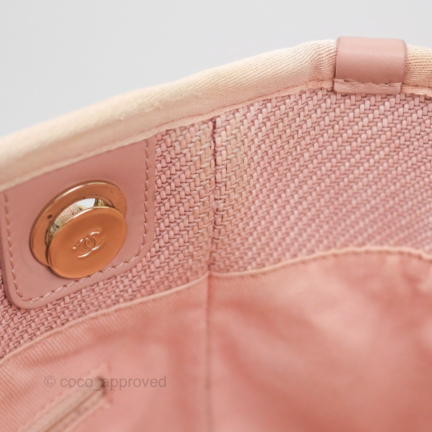 Chanel Small Vertical Deauville Canvas Pink Gold Hardware