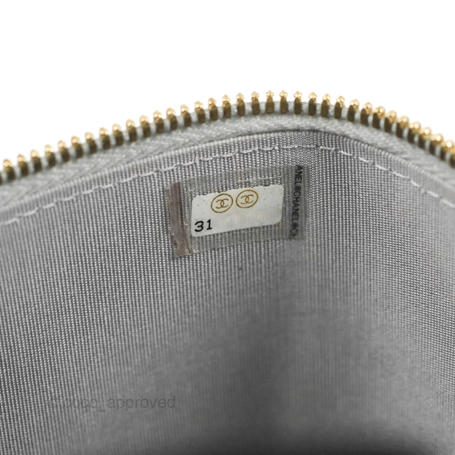 Chanel Mini Top Handle Vanity With Chain Grey Lambskin Aged Gold Hardware