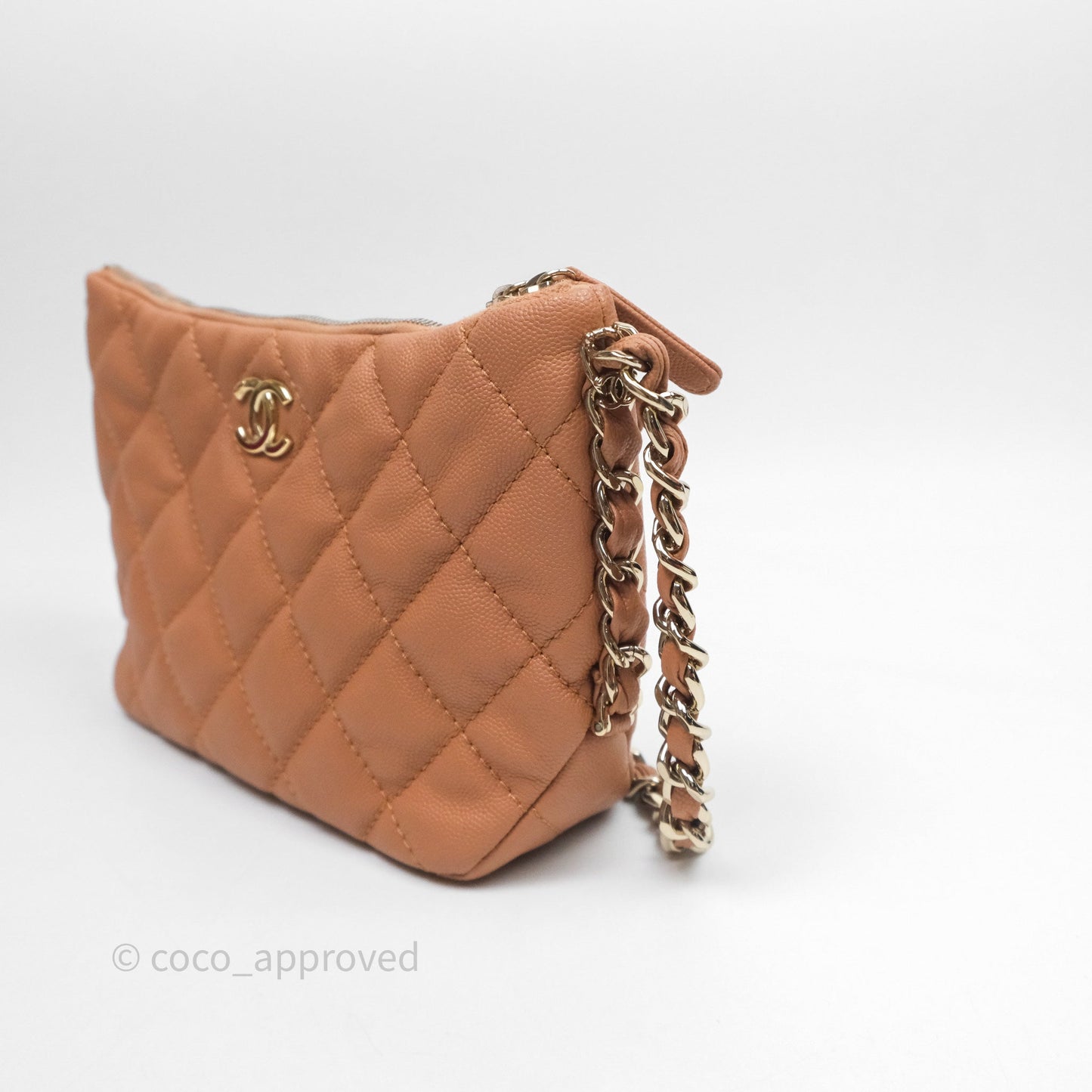 Chanel Small Hobo Shoulder Bag Caviar Beige Gold Hardware