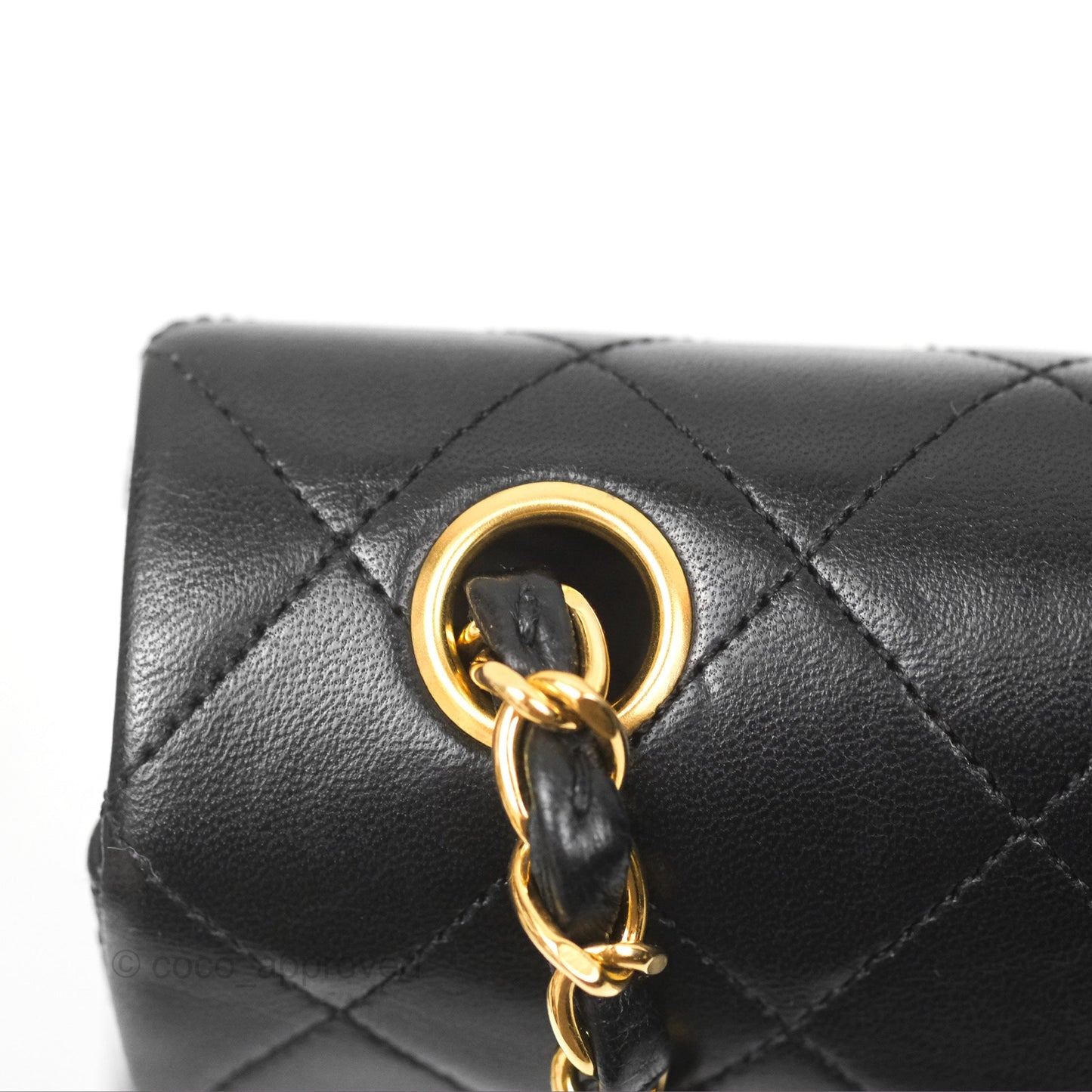 Chanel Vintage Square Flap Bag Black Lambskin 24K Gold Hardware