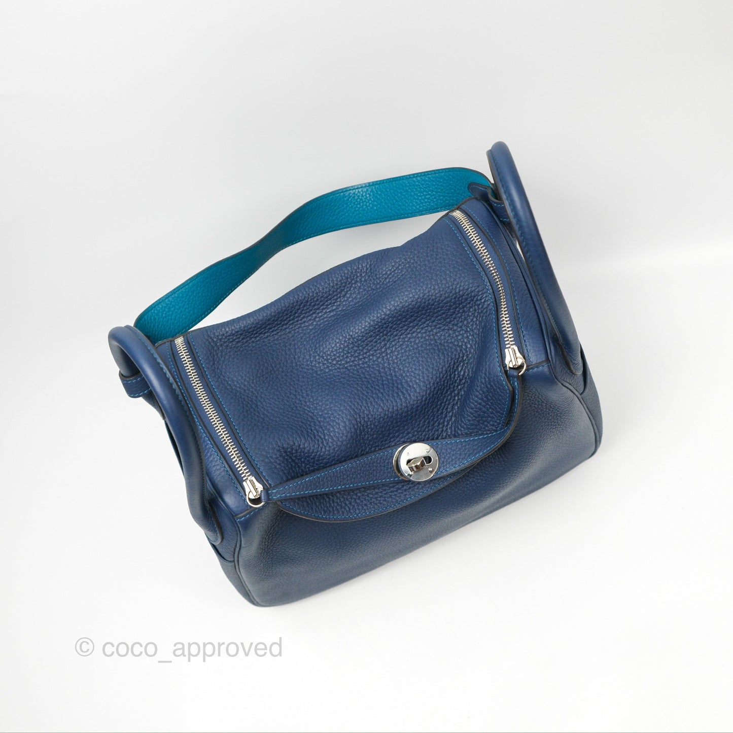 Hermès Lindy 30 Blue Saphir/ Blue Izmir Clemence Palladium Hardware