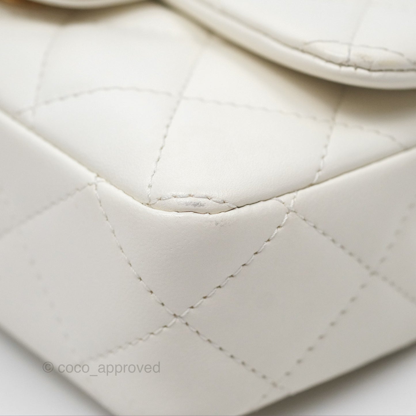 Chanel Top Handle Mini Flap Ivory White Lambskin Gold Hardware