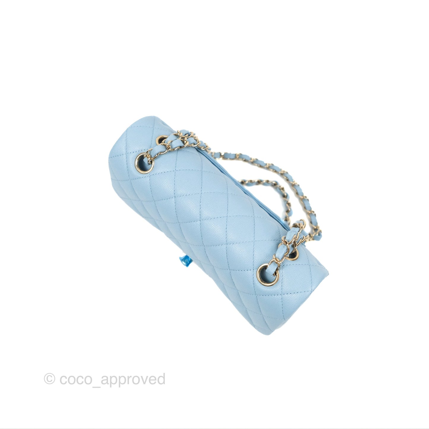 Chanel Small Classic Quilted Flap Blue Caviar Gold Hardware 22S