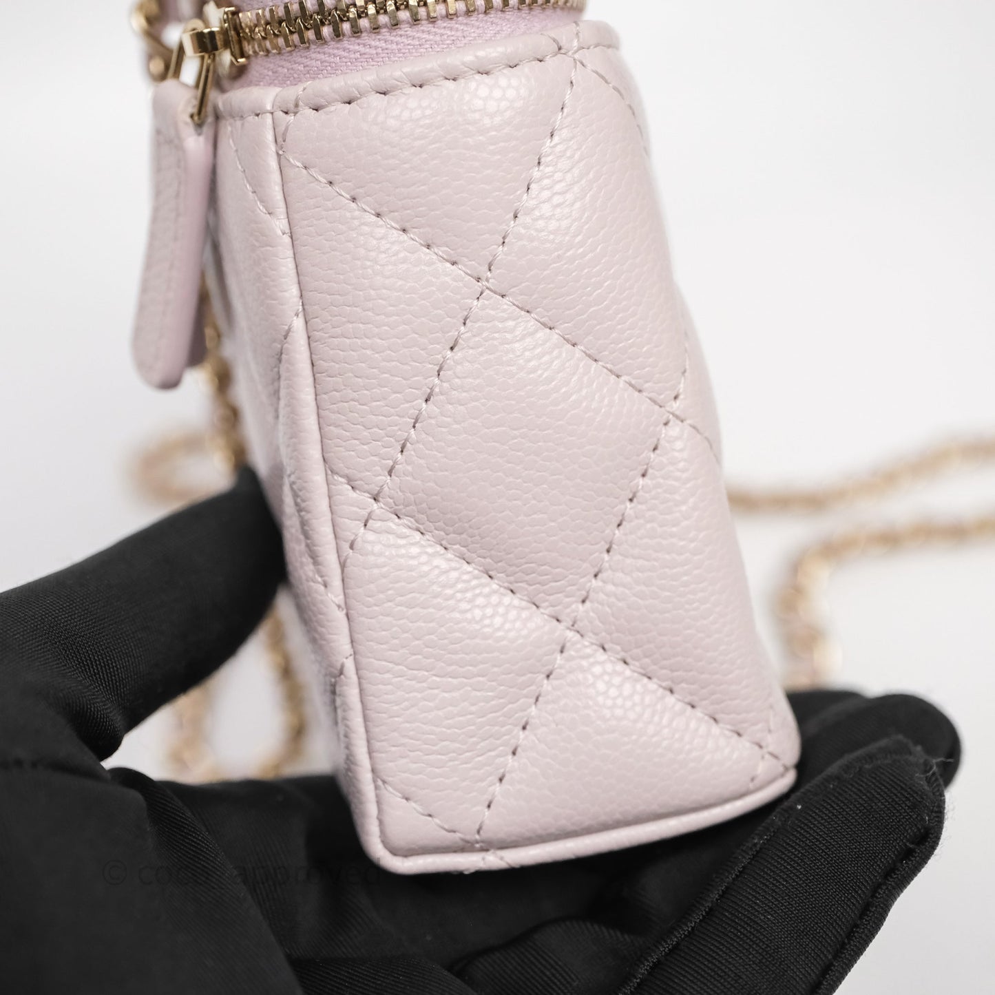 Chanel Top Handle Long Vanity with Chain Lilac Caviar Gold Hardware