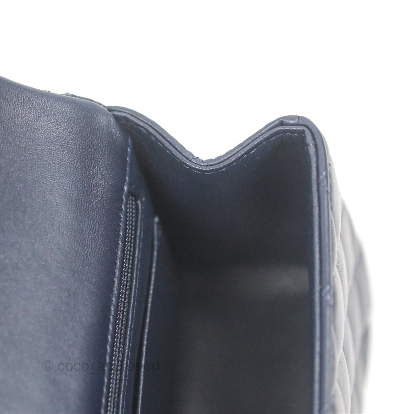 Chanel Top Handle Mini Rectangular Flap Bag Navy Lambskin Gold Hardware
