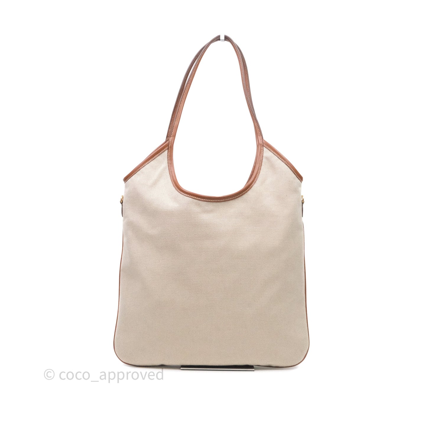 Miu Miu Ivy Tote Bag Canvas Beige/Brandy
