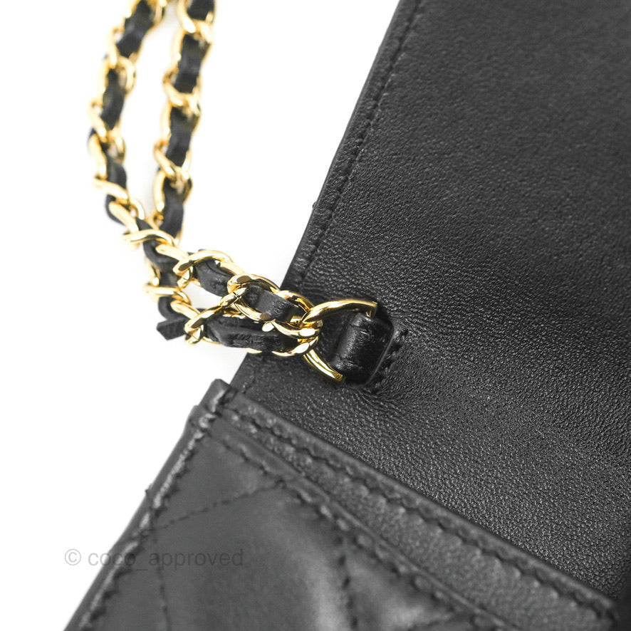 Chanel Flap Card Holder with Cuff Black Lambskin Gold Hardware