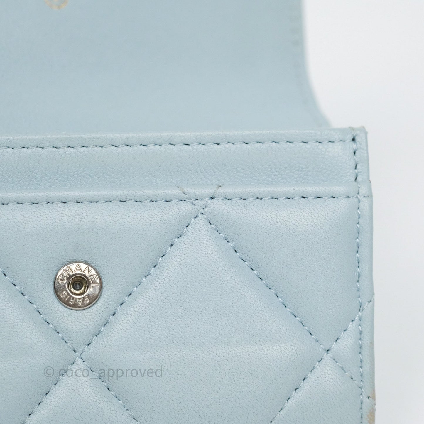 Chanel 19 Flap Card Holder Light Blue Lambskin