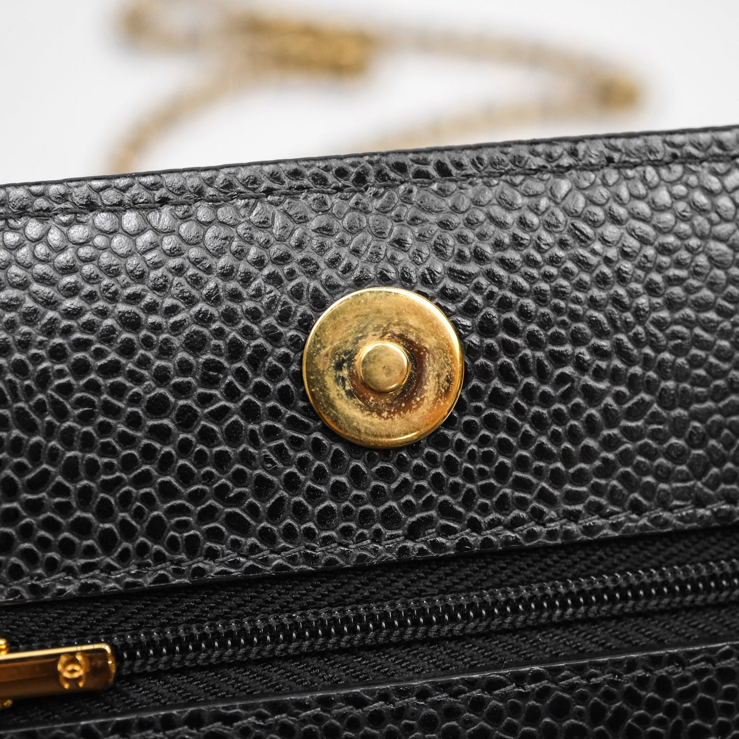 Chanel Classic Wallet On Chain WOC Quilted Black Caviar Gold Hardware