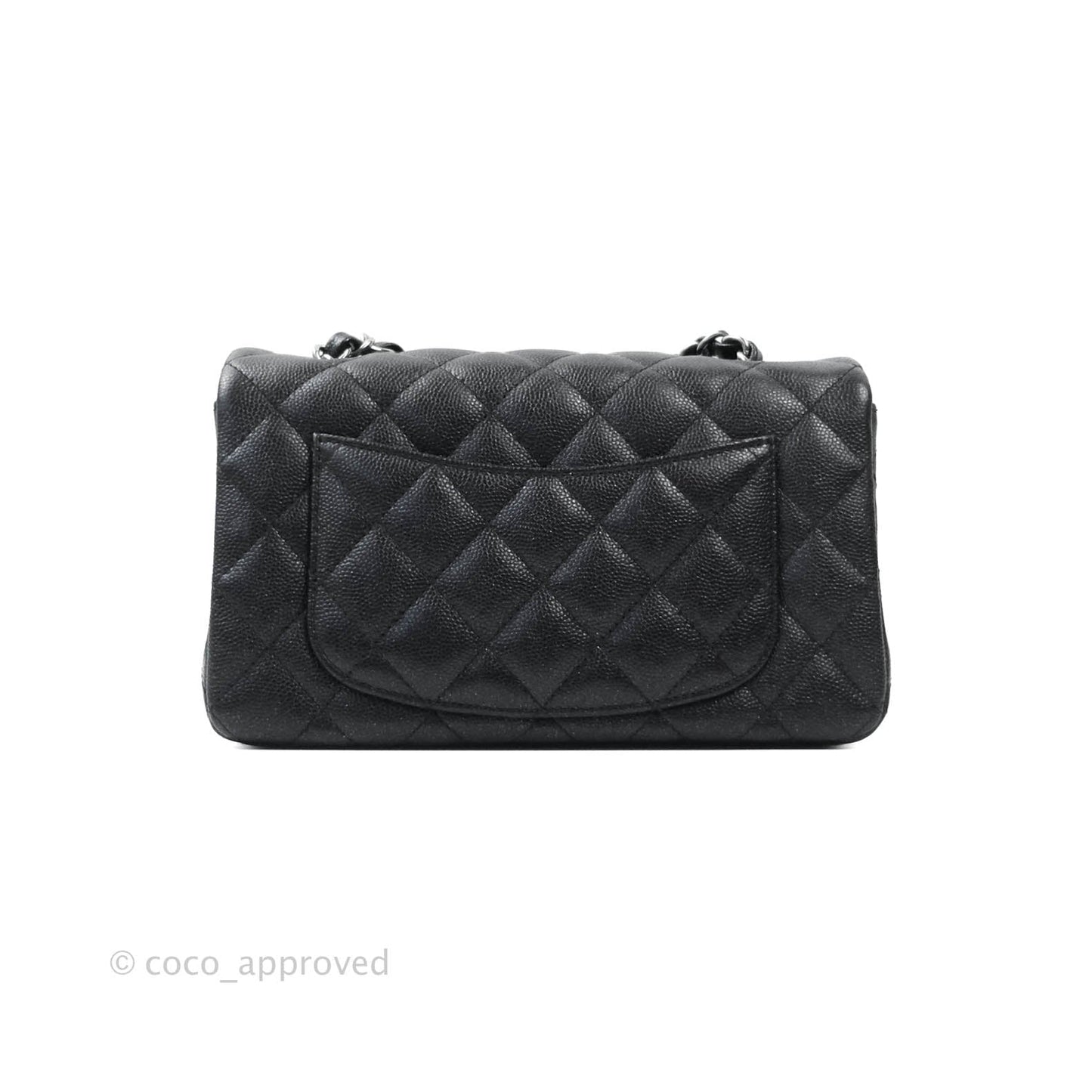 Chanel Classic Quilted Mini Rectangular Flap Iridescent Black Caviar Gun Metal 18C