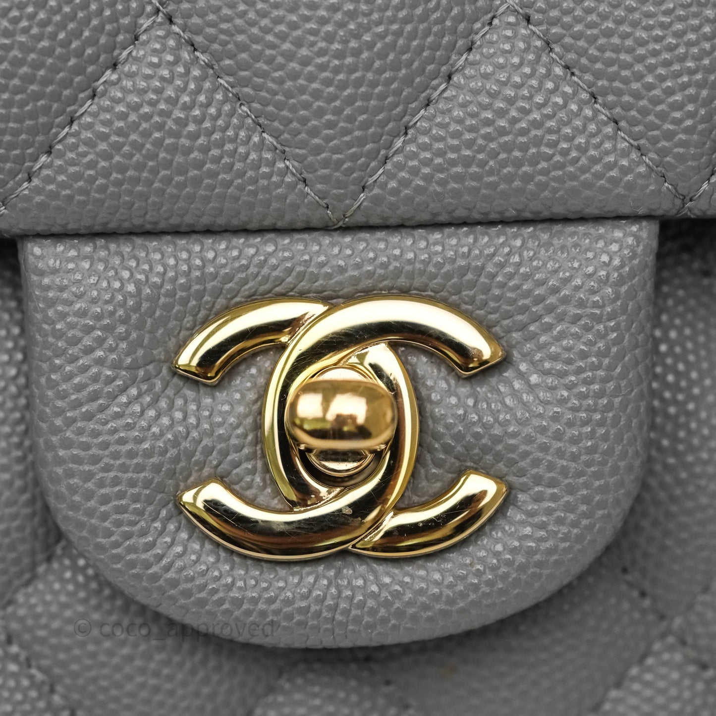 Chanel Small Classic Flap Quilted Grey Caviar Gold Hardware