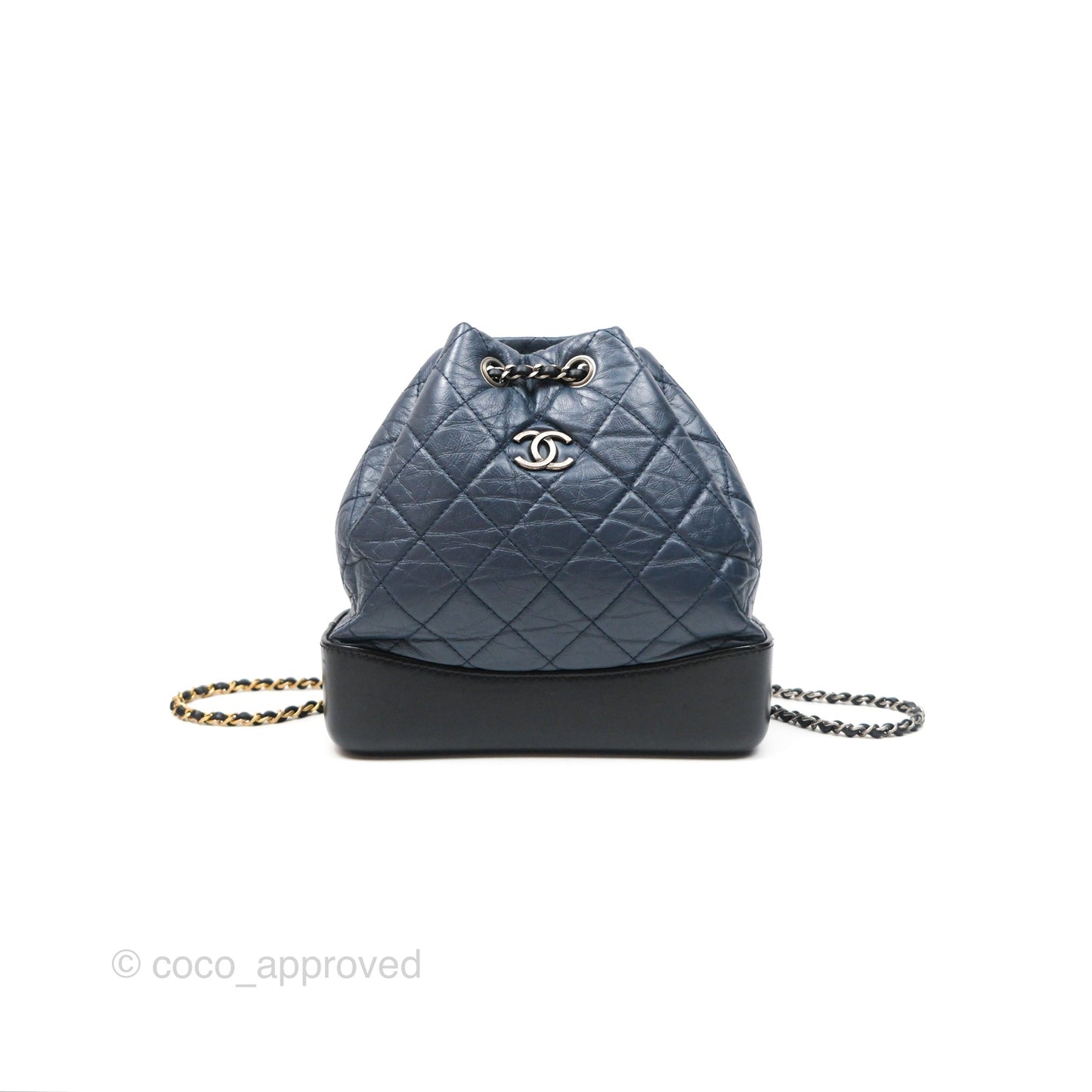 Chanel Small Gabrielle Backpack Navy Black Aged Calfskin