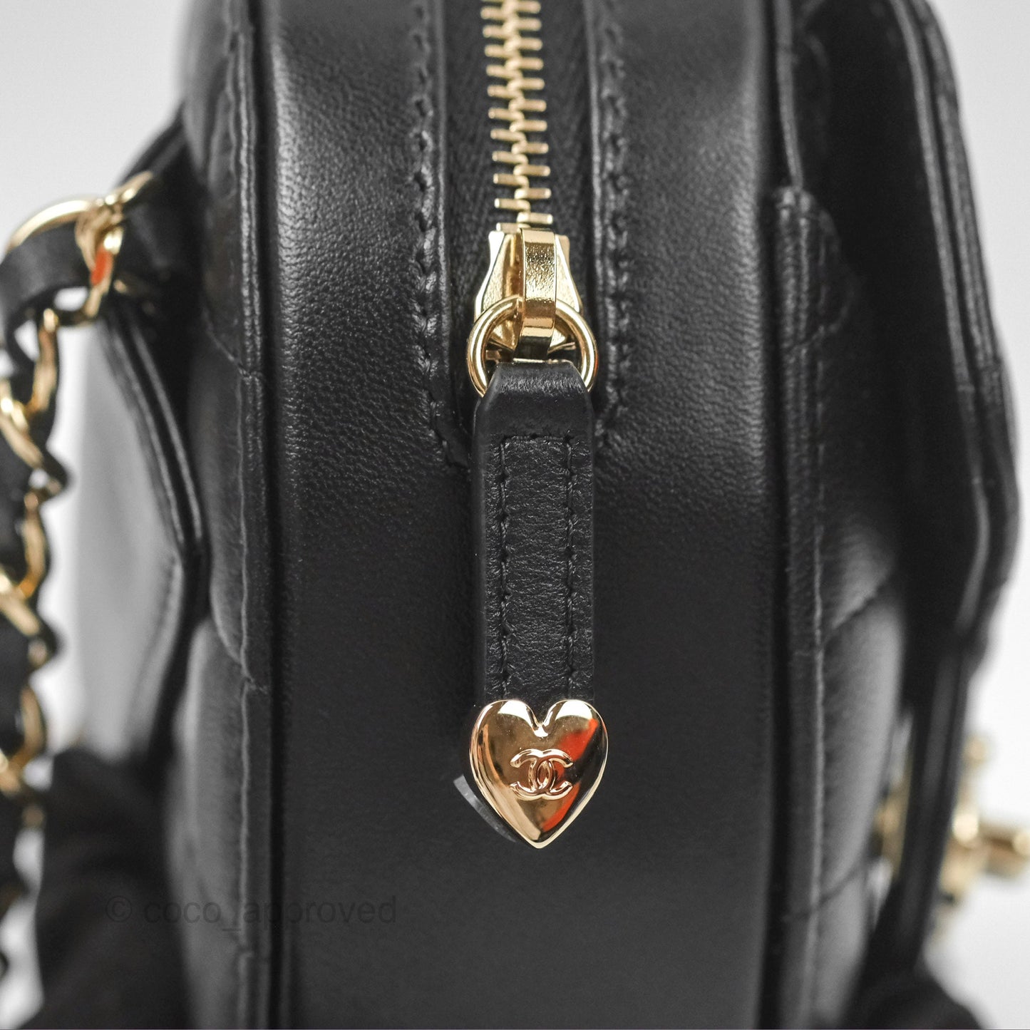 Chanel Mini Heart Belt Bag Black Lambskin Gold Hardware 22S