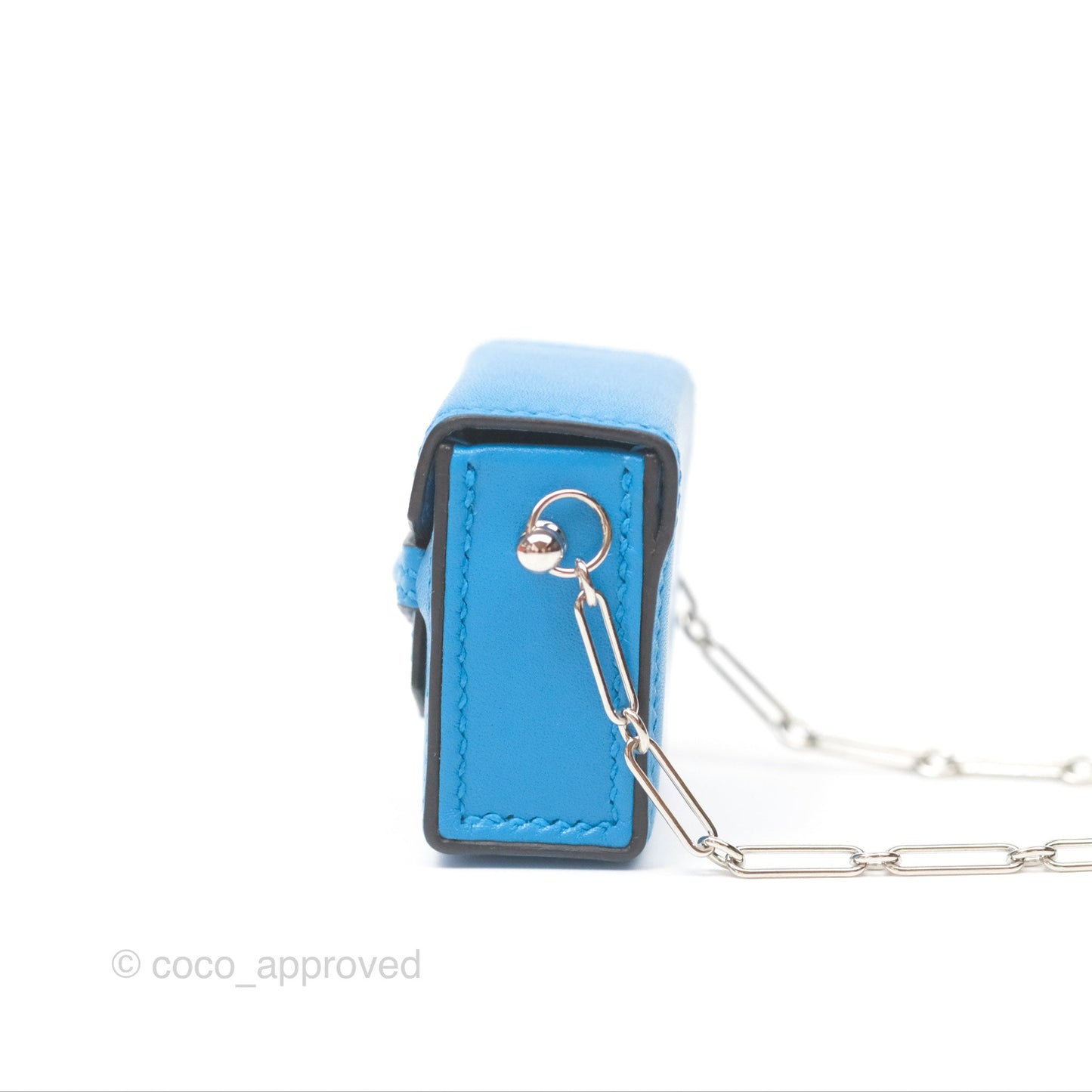 Hermes Micro Paperclip Chain Bag Blue