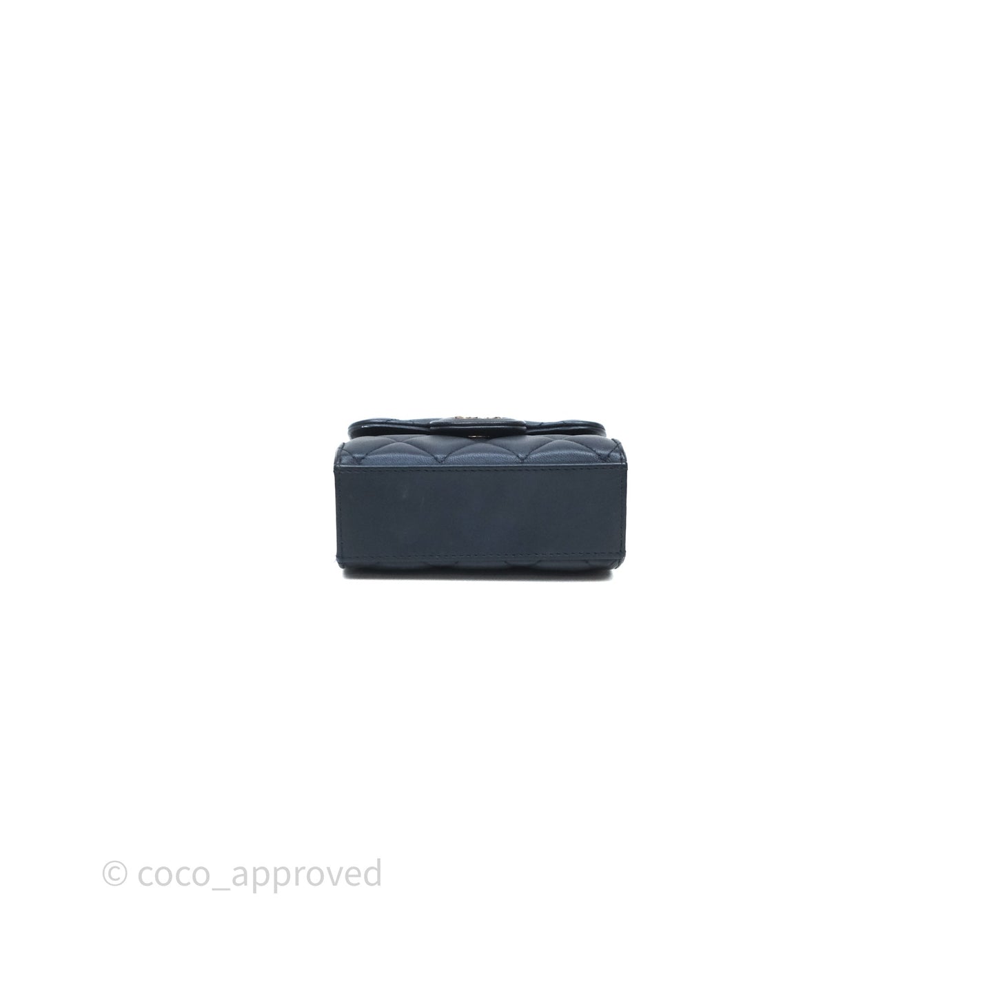 Chanel Mini Handle Clutch With Chain Iridescent Dark Navy Lambskin Gold Hardware