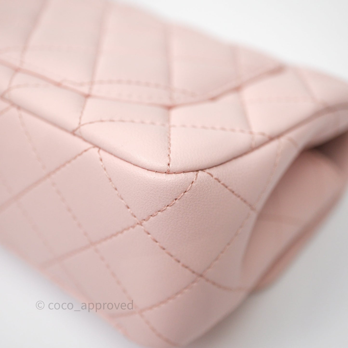 Chanel Mini Rectangular Pearl Crush Baby Pink Lambskin Aged Gold Hardware