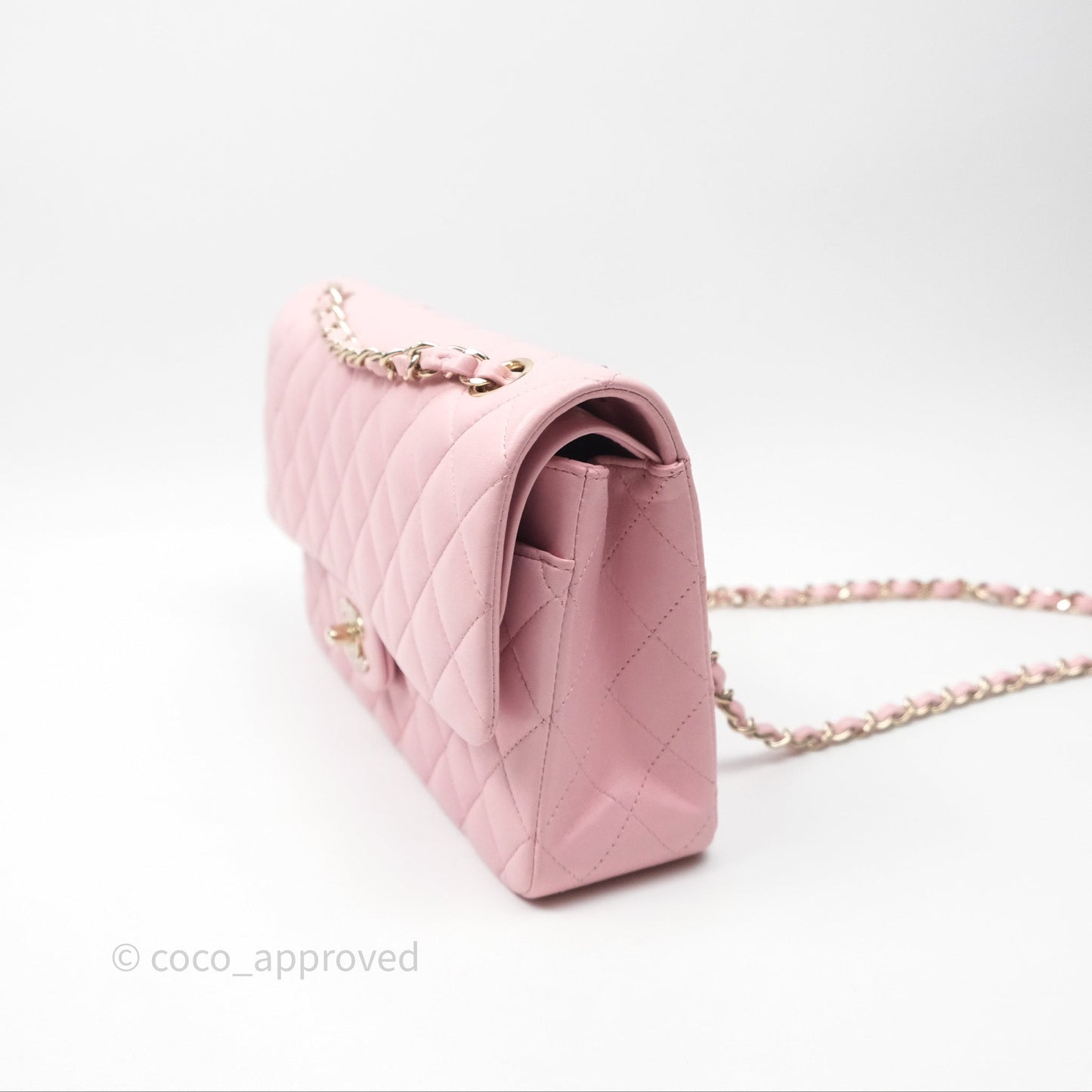 Chanel Classic M/L Medium Flap Quilted Pink Lambskin Gold Hardware