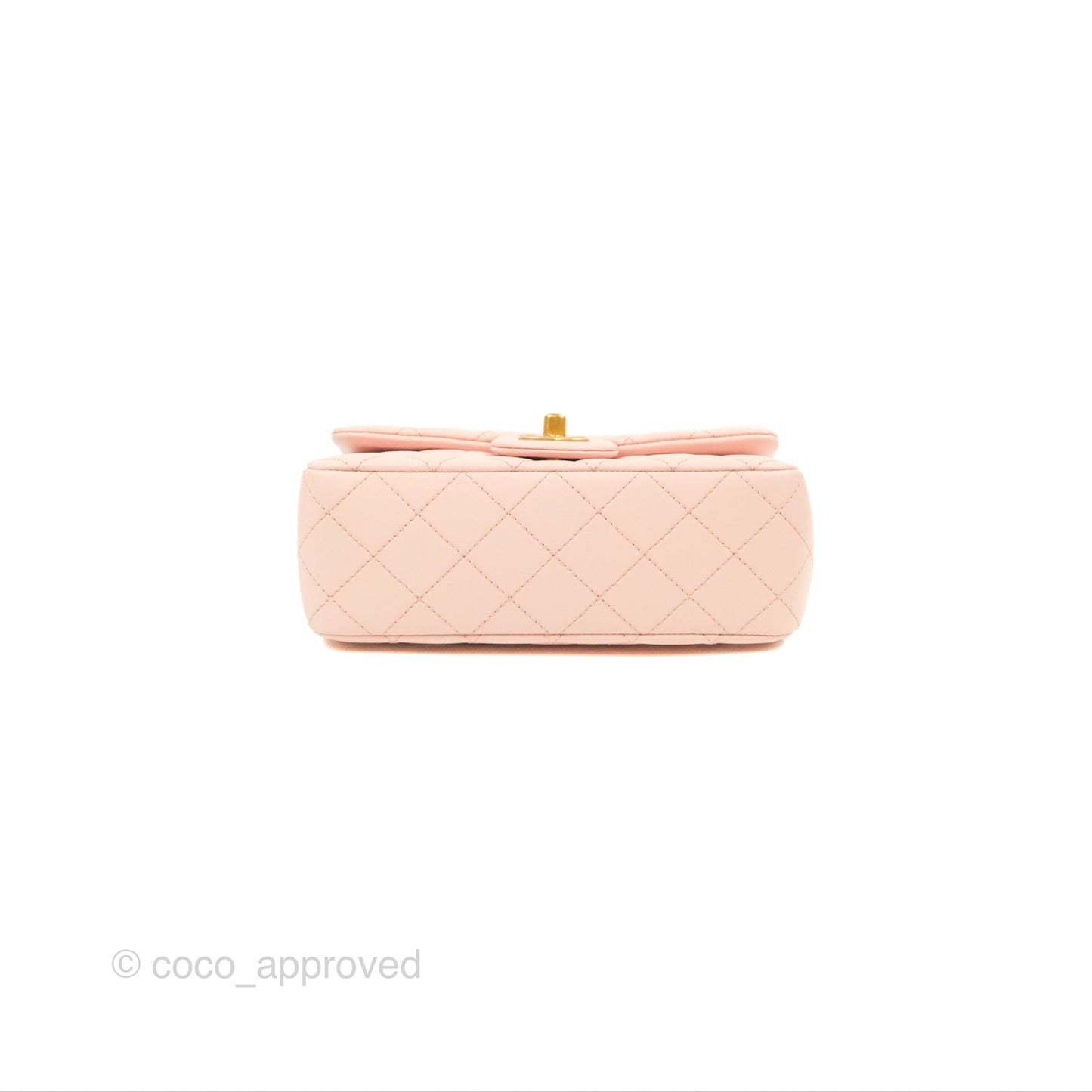 Chanel Pearl Crush Mini Rectangular Light Pink Lambskin Aged Gold Hardware