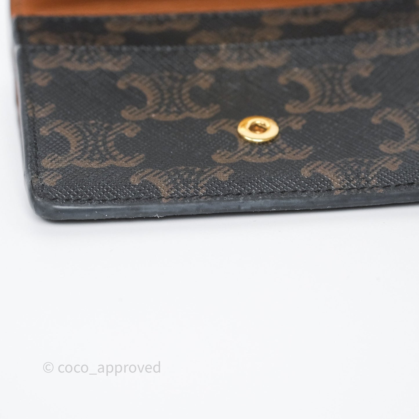 Celine Card Holder with Flap Triomphe Canvas Tan